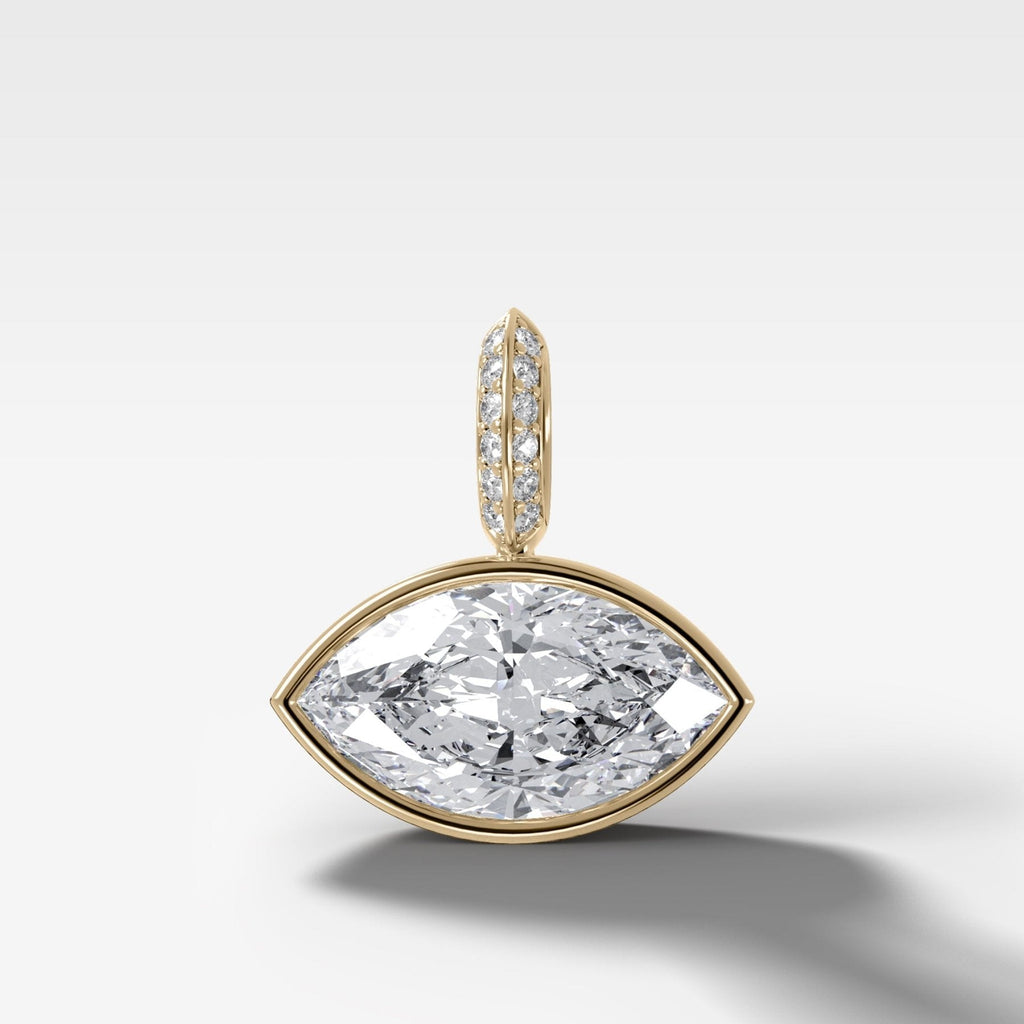 East West Bezel Set Marquise Attachable Diamond Pendant with Pavé Knife Edge Bail