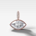 East West Bezel Set Marquise Attachable Diamond Pendant with Pavé Knife Edge Bail