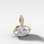 East West Bezel Set Marquise Attachable Diamond Pendant with Pavé Knife Edge Bail