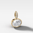 East West Bezel Set Oval Attachable Diamond Pendant with Pavé Knife Edge Diamond Bail
