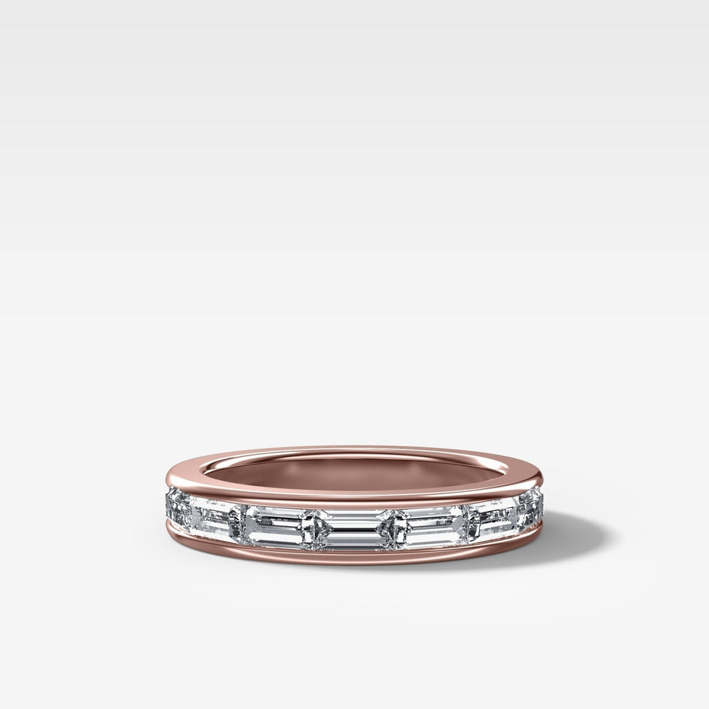 East West Channel Set Baguette Wedding Band