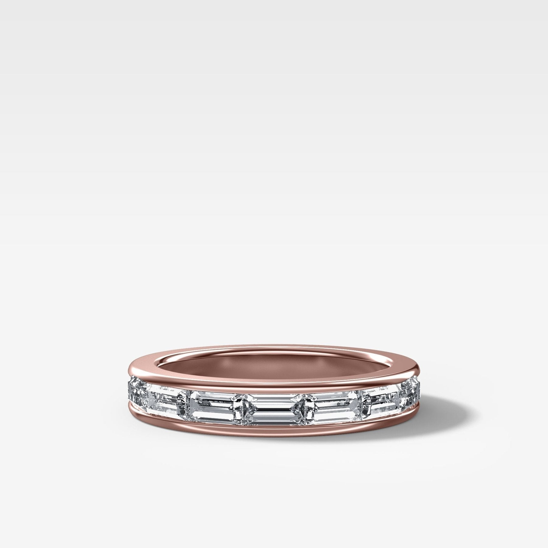 East West Channel Set Baguette Wedding Band
