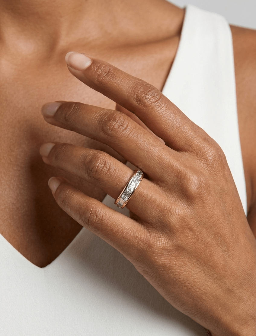 East West Channel Set Baguette Wedding Band Secondary image
