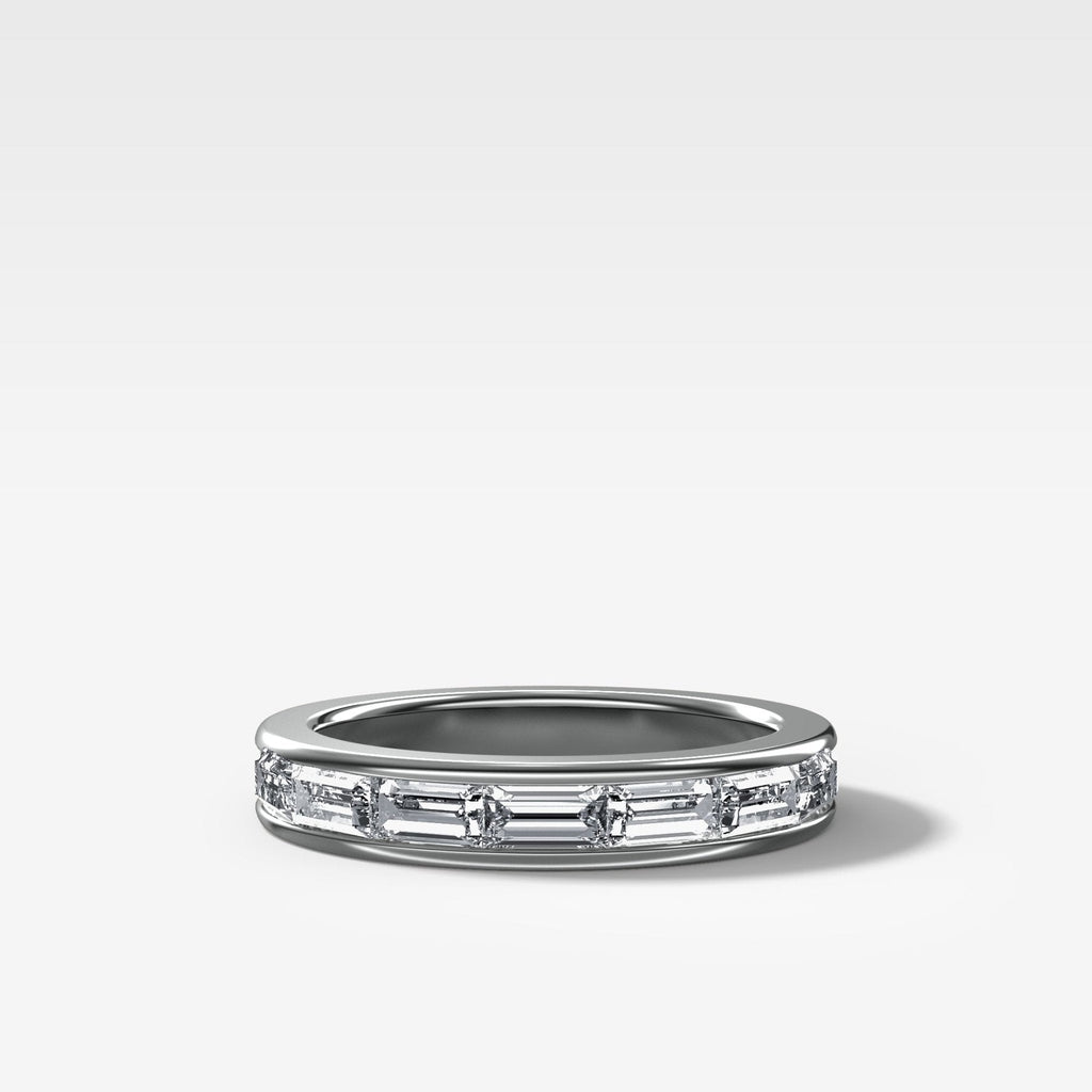 East West Channel Set Baguette Wedding Band