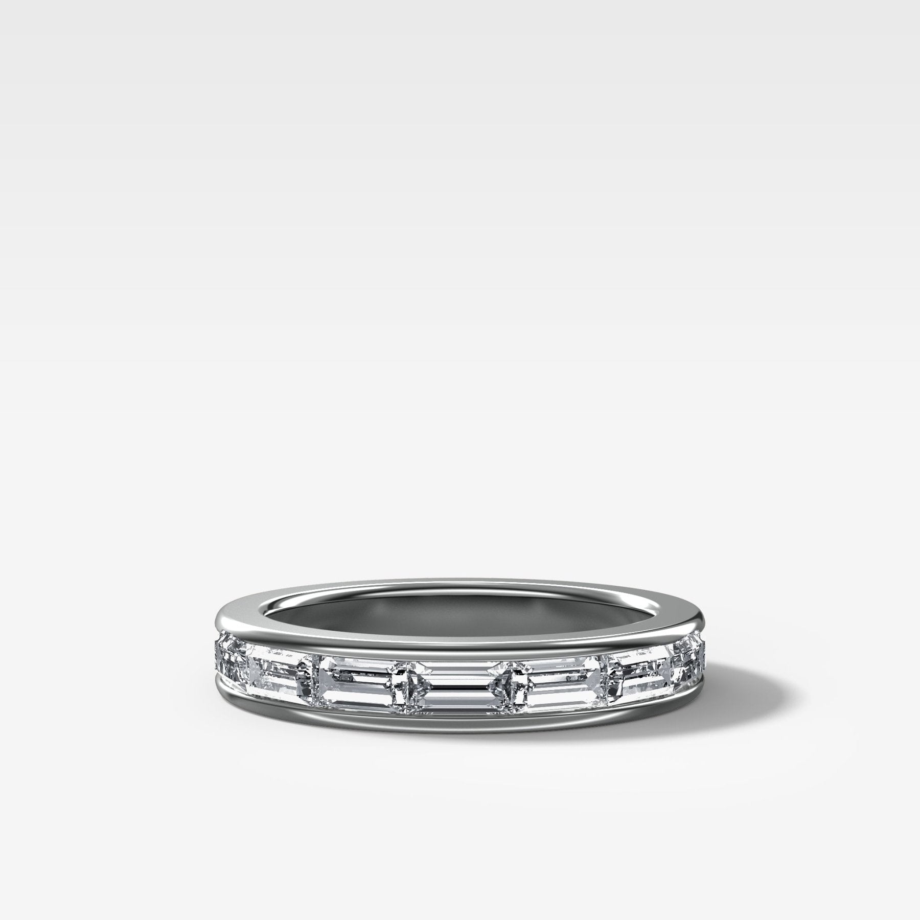 East West Channel Set Baguette Wedding Band