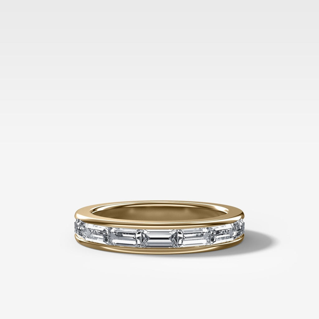 East West Channel Set Baguette Wedding Band