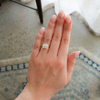 East West Half Bezel Solitaire Engagement Ring With 4.07ct Radiant Cut Lab Grown Diamond
