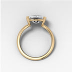 East West Half Bezel Solitaire Engagement Ring With Elongated Cushion Cut Diamond