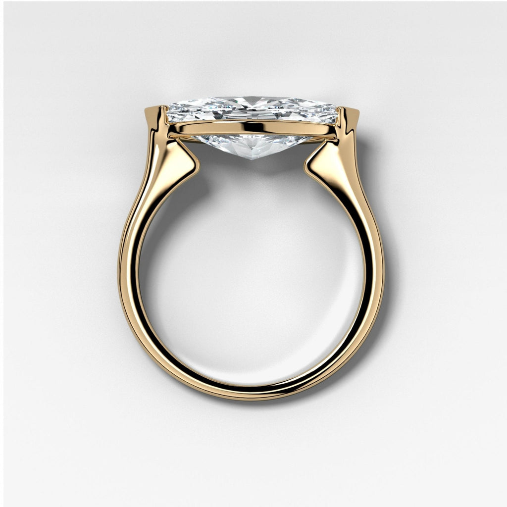 East West Half Bezel Solitaire Engagement Ring with Lab Grown 2.95ct Marquise Cut Diamond