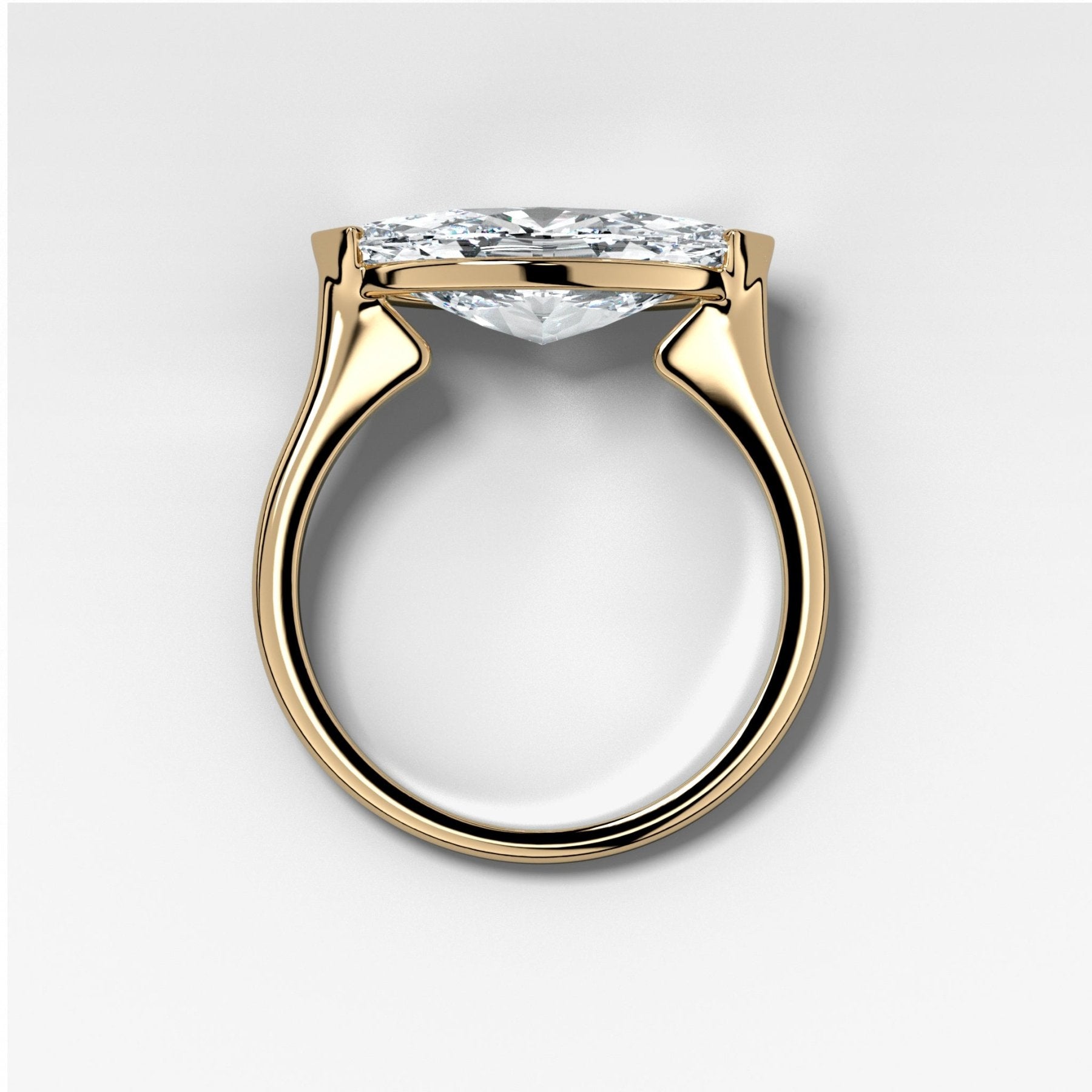 East West Half Bezel Solitaire Engagement Ring with Lab Grown 2.95ct Marquise Cut Diamond