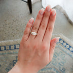 East West Half Bezel Solitaire Engagement Ring with Lab Grown 2.95ct Marquise Cut Diamond