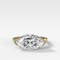 East West Half Bezel Solitaire Engagement Ring with Lab Grown 2.95ct Marquise Cut Diamond