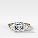 East West Half Bezel Solitaire Engagement Ring with Lab Grown 2.95ct Marquise Cut Diamond