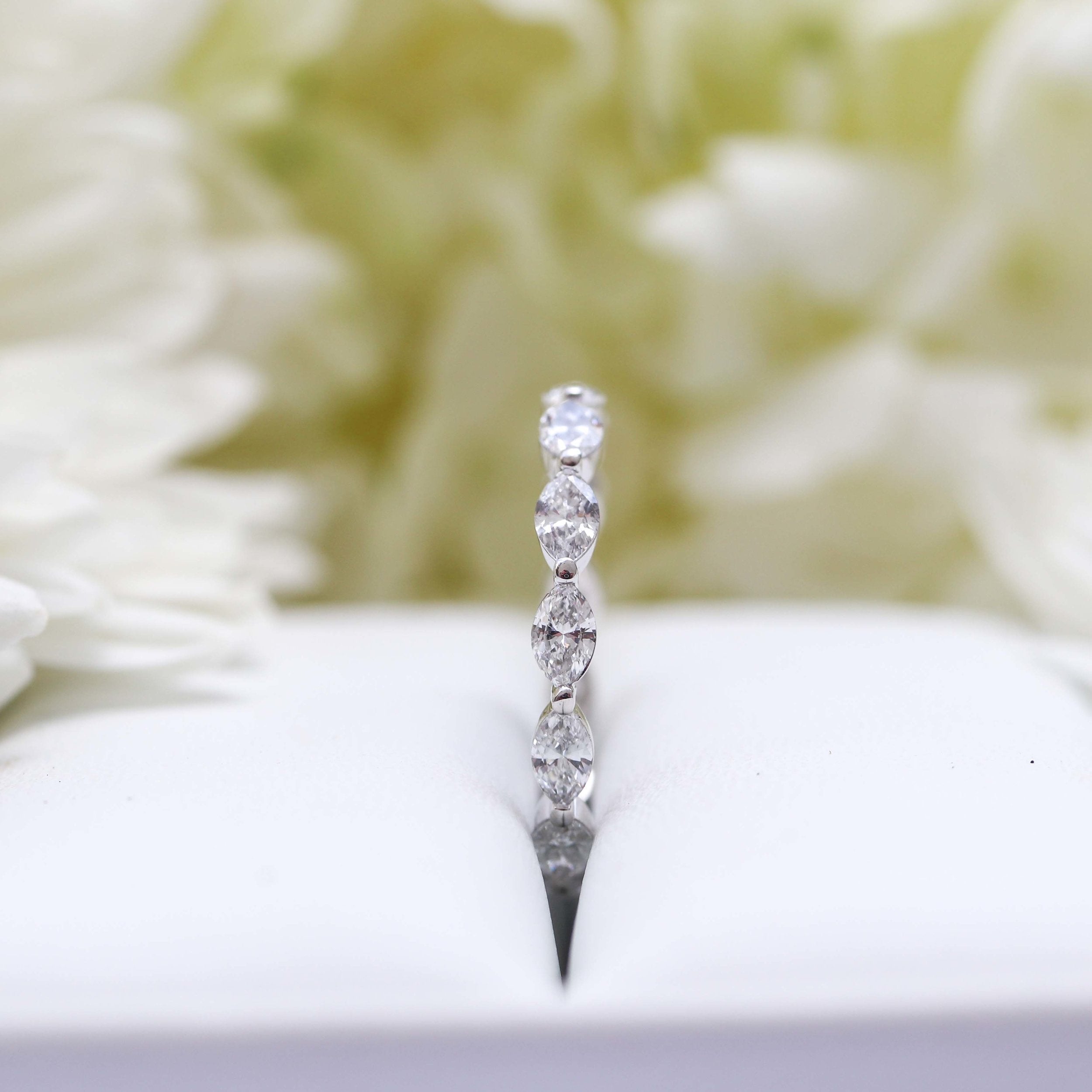 Marquise Cut Moissanite Full Eternity Wedding Band