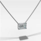 East West Pendant Necklace with Emerald Cut Diamond