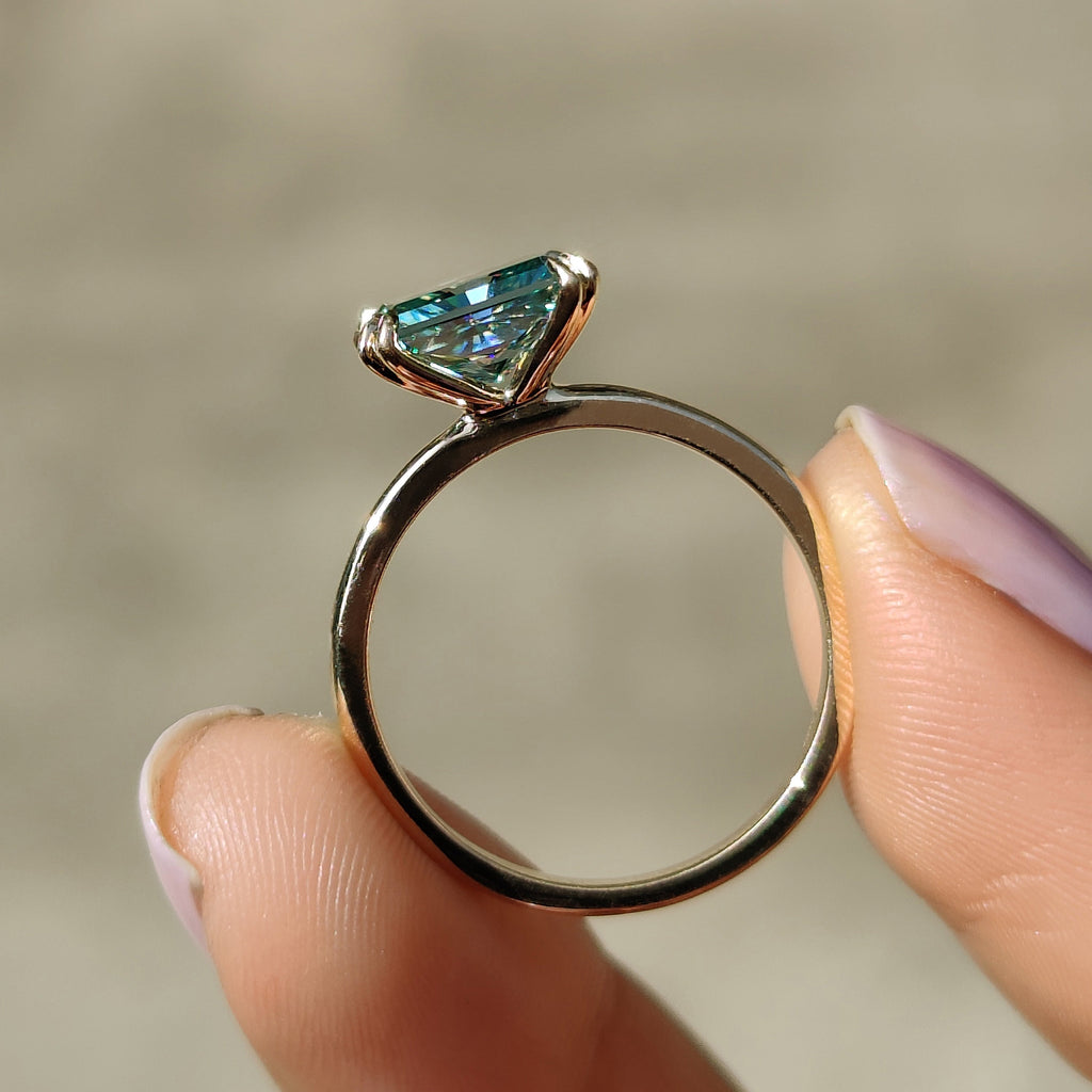 Radiant Cut Moissanite Engagement Ring Solitaire Style