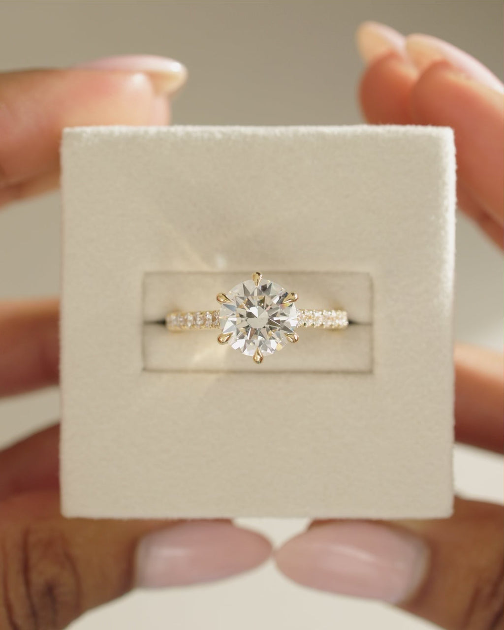 2.01-4.01 CT Round Cut Lab Grown Diamond Pave Setting Engagement Ring