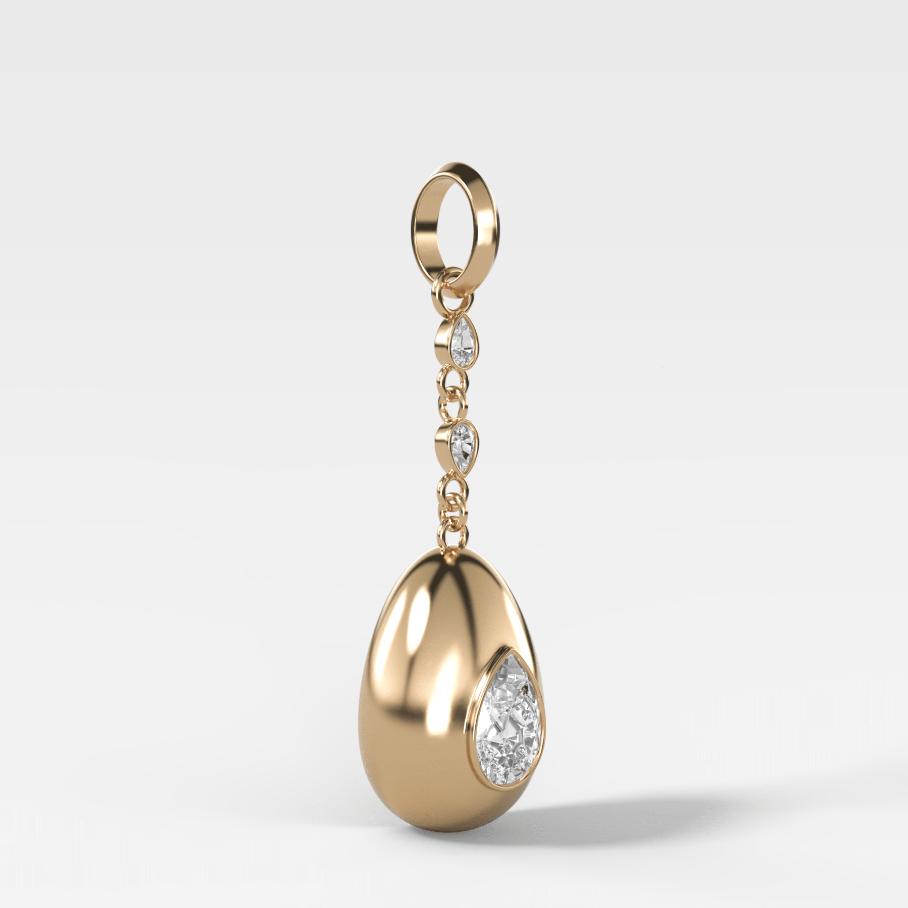 Egg Drop Attachable Pendant with a Pear Cut Diamond