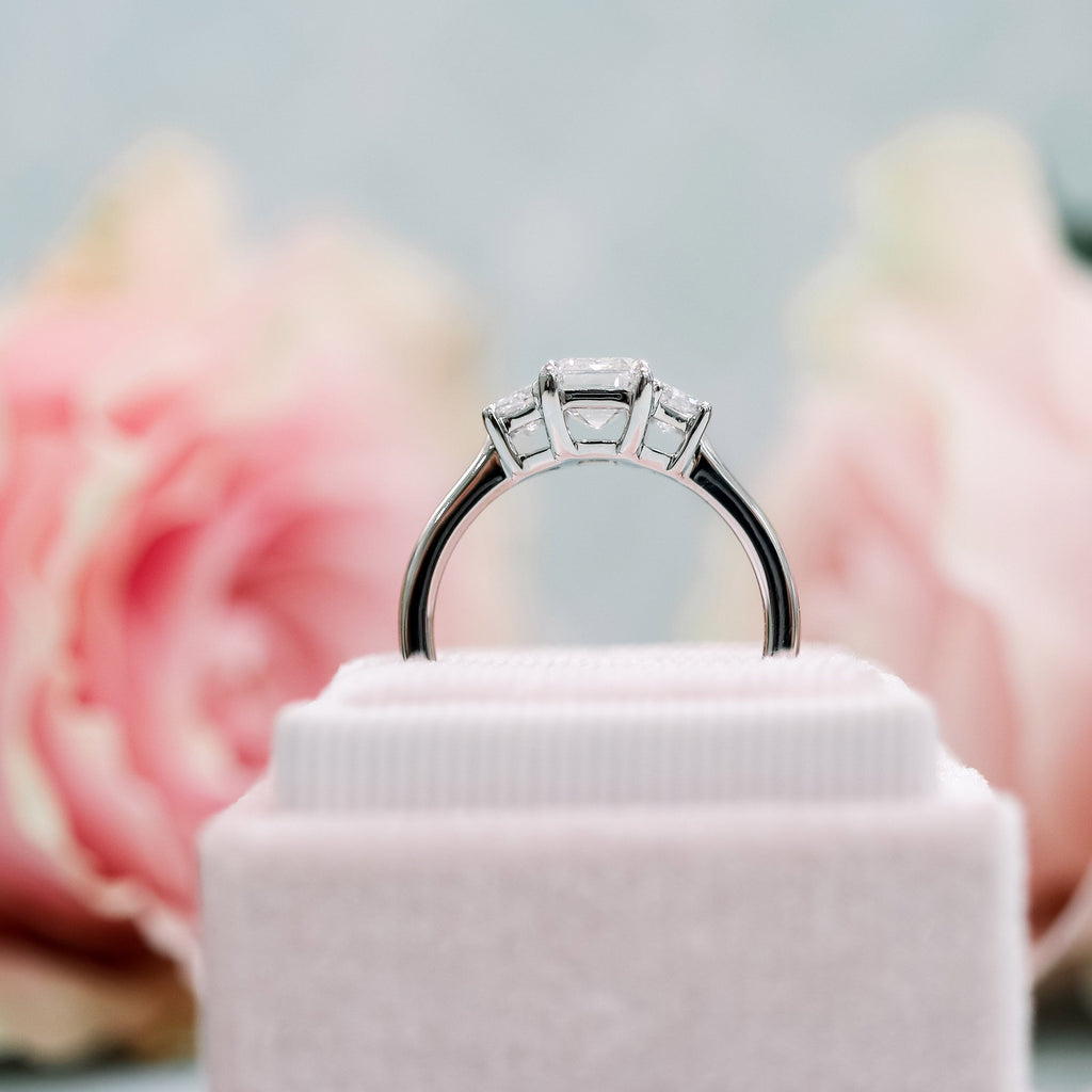 2.75 CT Emerald Moissanite Three Stones Engagement Ring