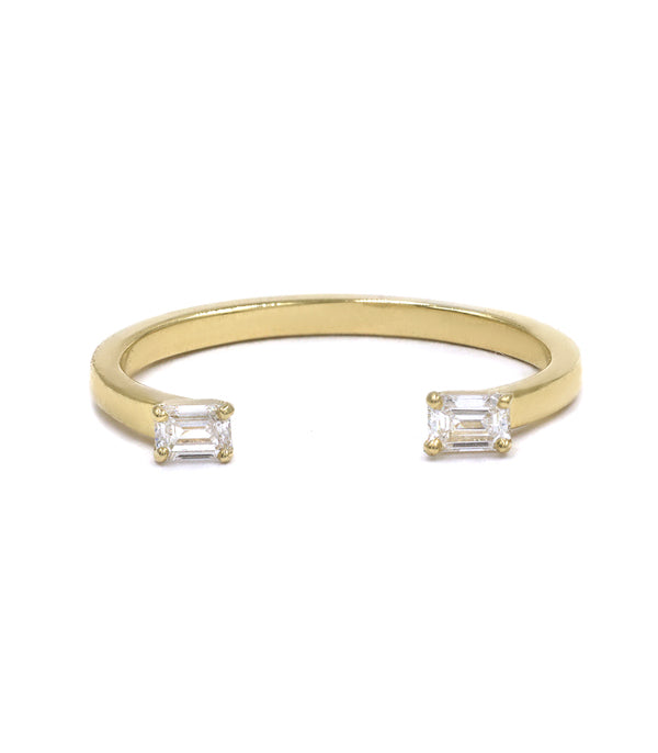 0.45CTW  Emerald  Cut Moissanite Unique Wedding Band