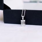 0.70 CT-1.50 CT Emerald Cut Moissanite Solitaire Necklace
