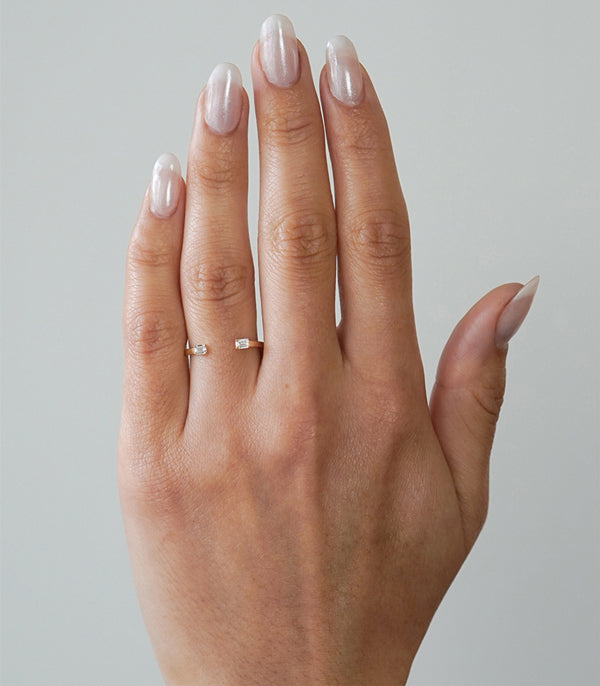0.45CTW  Emerald  Cut Moissanite Unique Wedding Band