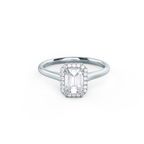 1.0 CT Emerald Cut Moissanite Halo Style Engagement Ring