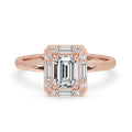 Emerald Cut Diamond Ring - Halo Setting