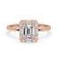 Emerald Cut Diamond Ring - Halo Setting