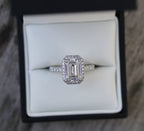 1.0 - 3.0 CT Emerald Cut Moissanite Halo Engagement Ring