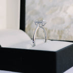 1.0 CT Emerald Cut Moissanite Halo Style Engagement Ring