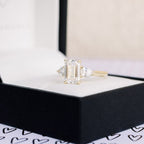 2.0 CT Emerald Moissanite Three Stones Engagement Ring