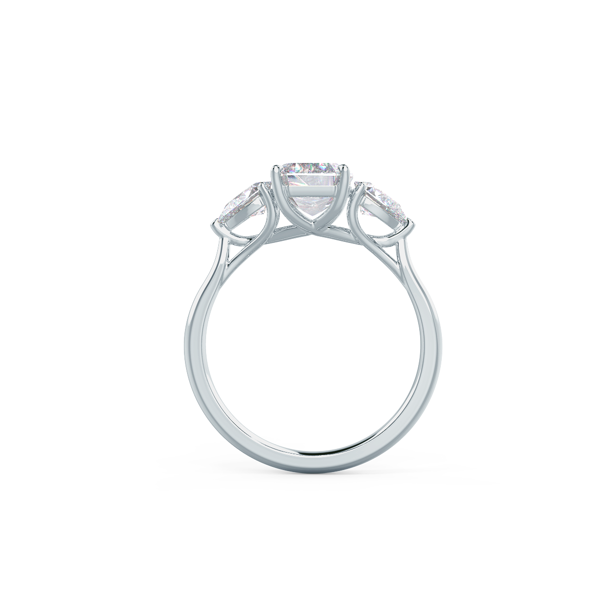 2.0 CT Emerald Moissanite Three Stones Engagement Ring