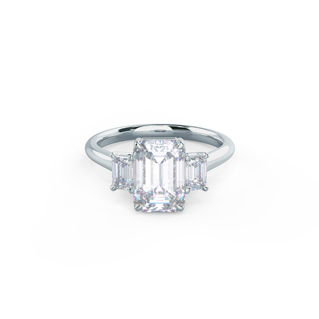 2.0 CT Emerald Moissanite Three Stones Engagement Ring