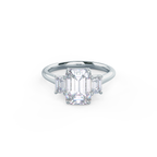 2.0 CT Emerald Moissanite Three Stones Engagement Ring