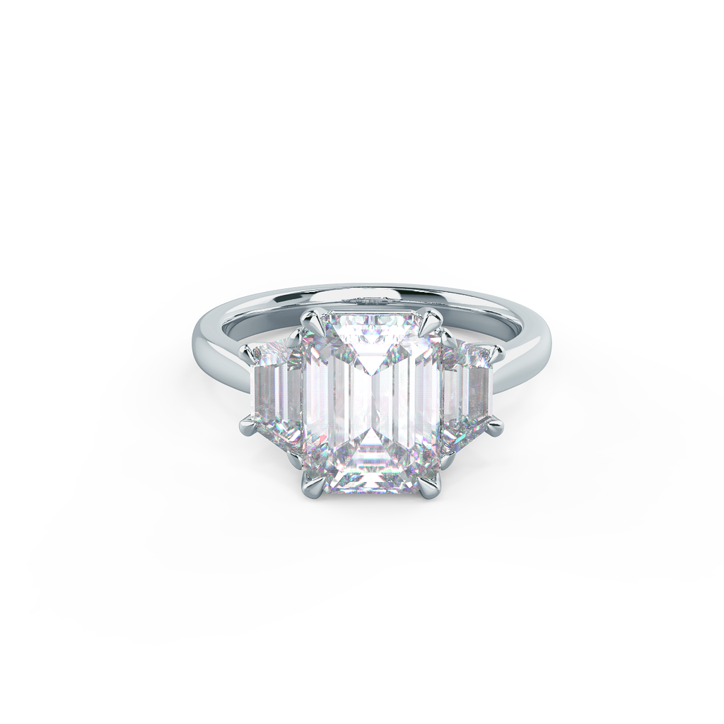 2.75 CT Emerald Moissanite Three Stones Engagement Ring