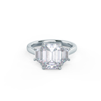 2.75 CT Emerald Moissanite Three Stones Engagement Ring