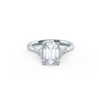1.50 CT Emerald Cut Moissanite Three Stone Style Engagement Ring