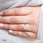 1.50 CT Emerald Cut Moissanite Three Stone Style Engagement Ring