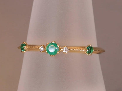 sofia round emerald diamond floral crown wedding band