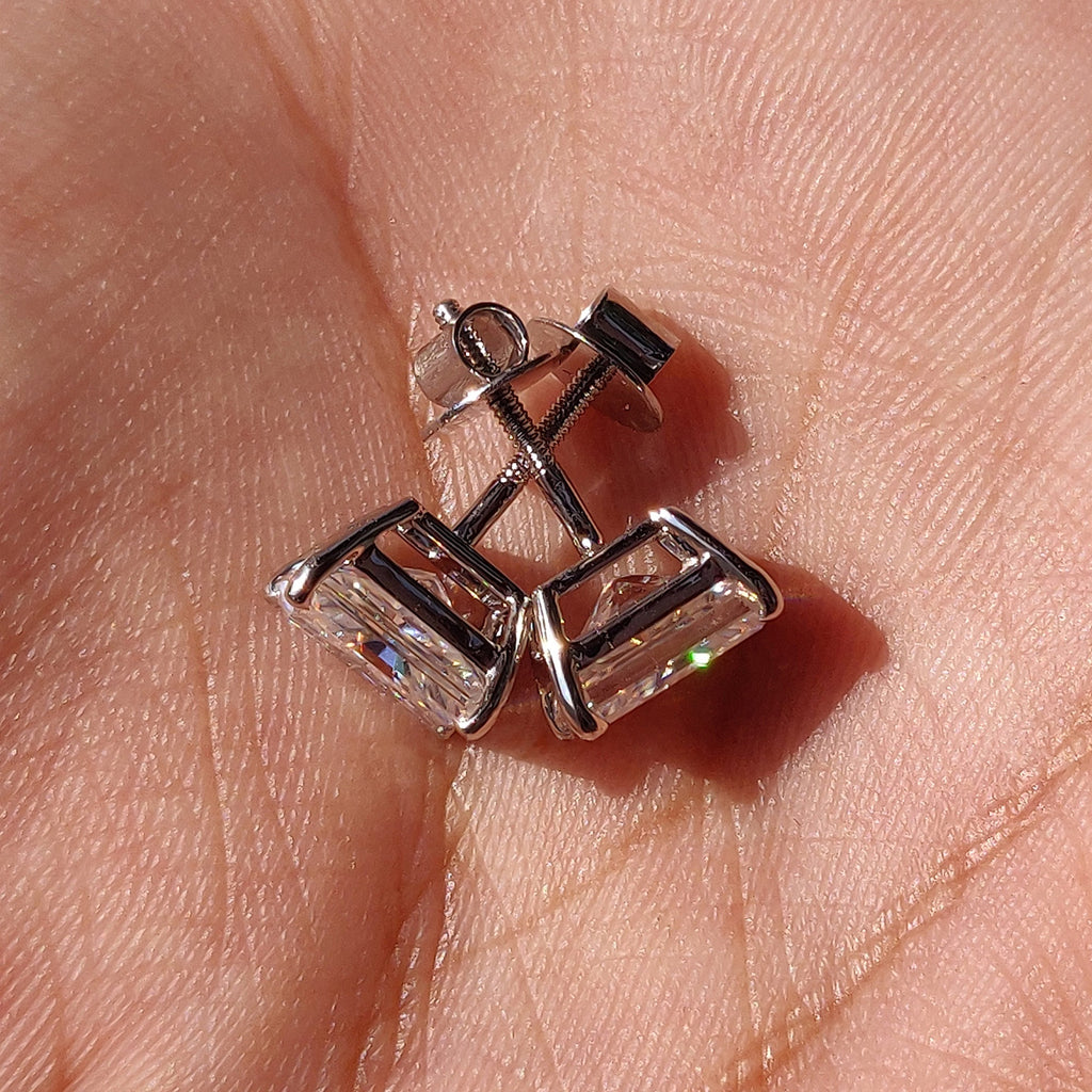 Radiant Cut Moissanite Earrings with Stud Design