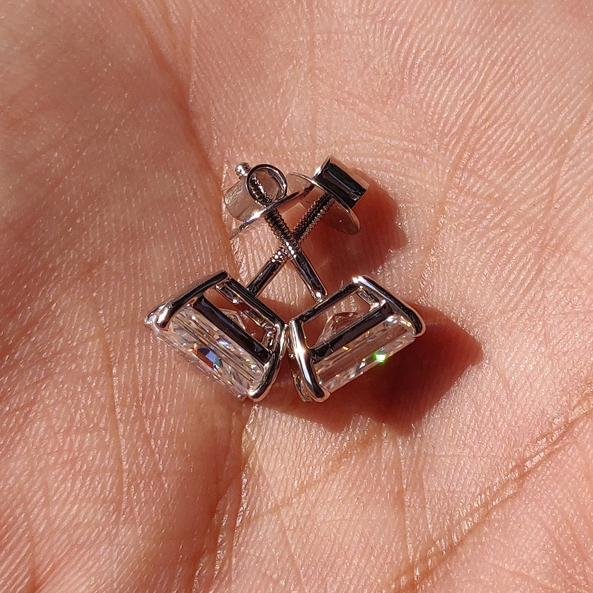 Radiant Cut Moissanite Earrings with Stud Design