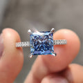 Royal Dark Blue Princess Cut Engagement Ring