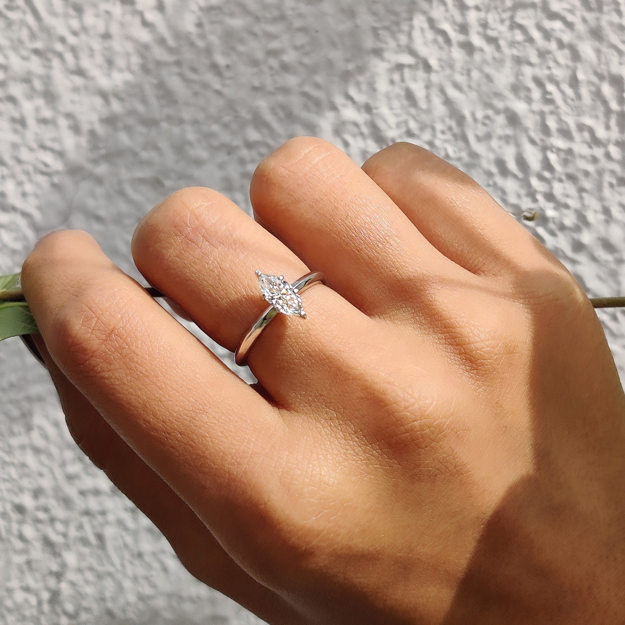Marquise Solitaire Engagement Ring With Knife Edge Shank Secondary image
