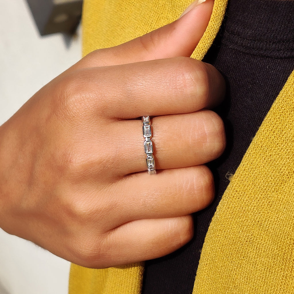 Full Eternity Moissanite Baguette Band