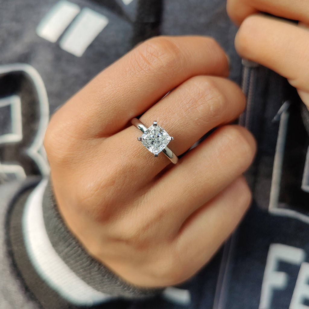 Solitaire Setting Cushion Cut Engagement Ring