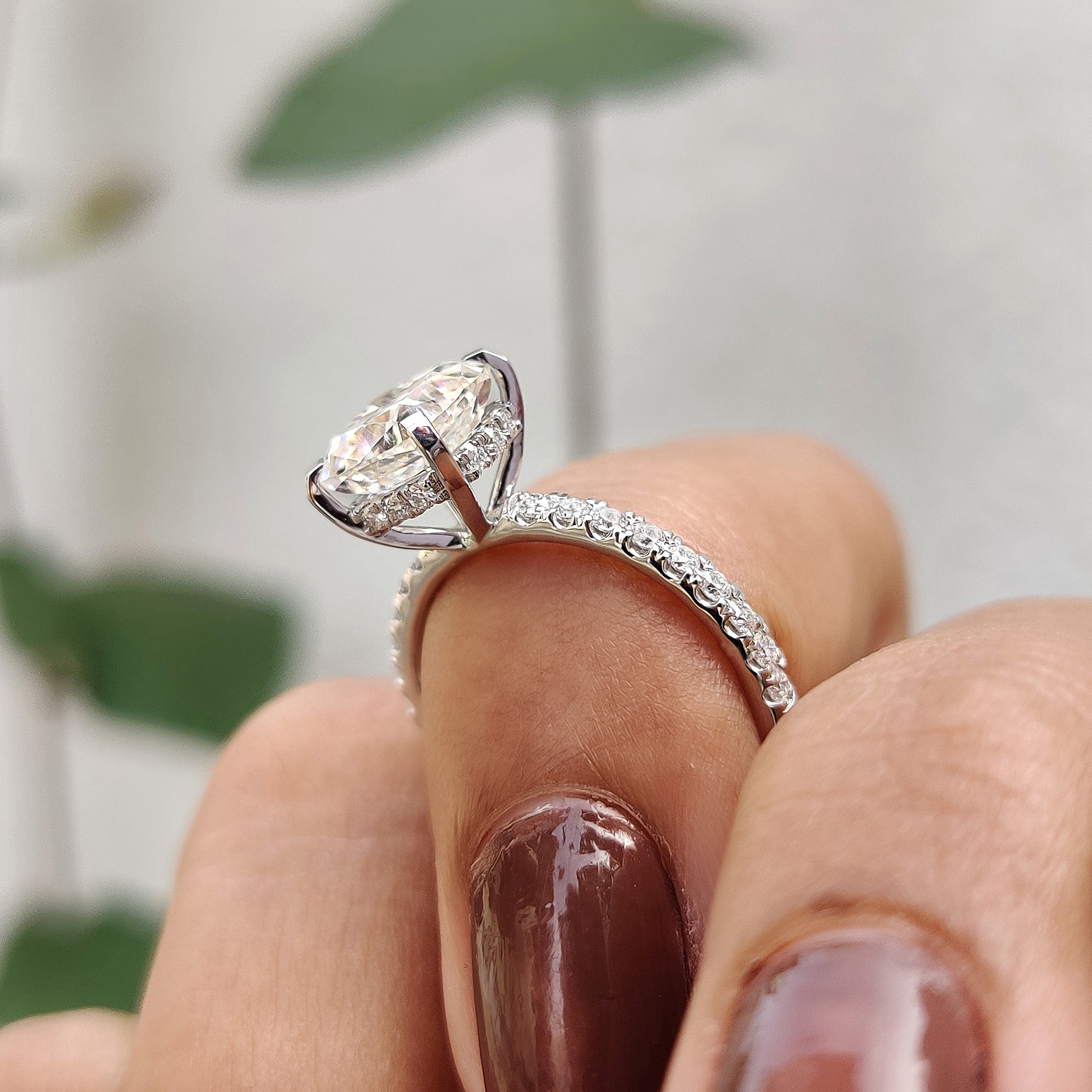Cushion Cut Hidden Halo Engagement Ring