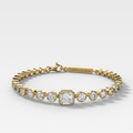Engravable Club Bezel Bracelet with Asscher Cut Diamond