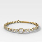 Engravable Club Bezel Bracelet with Asscher Cut Diamond