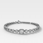 Engravable Club Bezel Bracelet with Asscher Cut Diamond